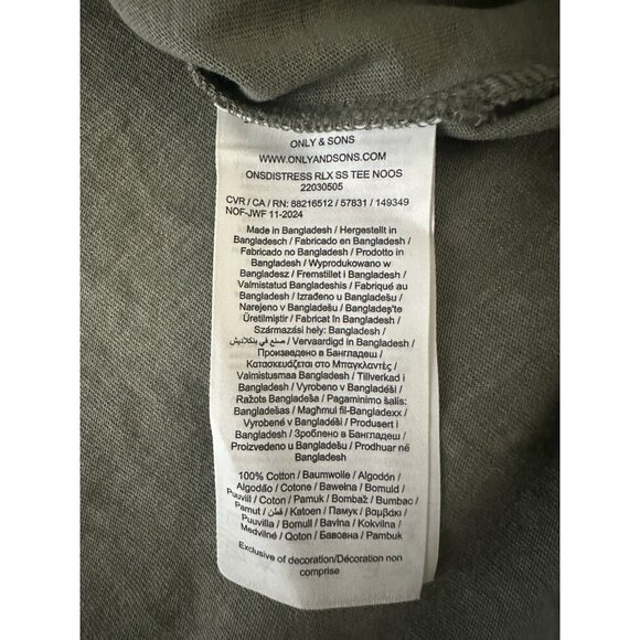 Only & Sons Men's Distressed Short Sleeve T-Shirt Castor Gray XL Casual  New - Picture 10 of 14